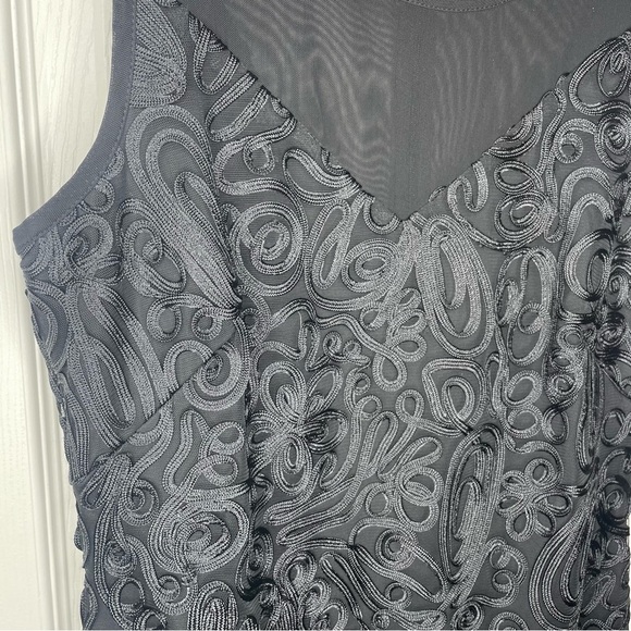 Andrew Mark Mark New York Women’s Sample Sz. 4 Soutache Sheer Black Shift Dress - Picture 2 of 9